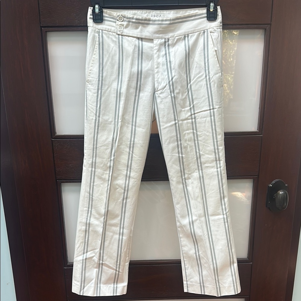 Claudie Pierlot White/Gray Striped Pants